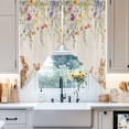thumbnail image 4 of Spring Floral Swag Curtain Valance for Windows, Easter Bunny Rabbits Wildflowers Leaves Linen Window Treatments Short Swag Topper for Kitchen Windows Bathroom Bedroom, 36"x45", 4 of 8