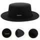 thumbnail image 5 of Sombrero unisex clásico de ala ancha y plana, estilo fedora, para hombre y mujer, ideal para todas las estaciones, para ocasiones formales e informales, color negro, 5 of 7