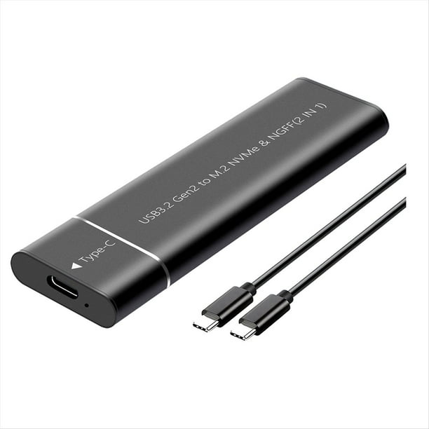 Adaptador de Carcasa SSD SATA M.2 NVMe Sin Herramientas USB 3.2 Gen2 20 Gbps NVMe Externo A USB SATA M-Key / B+M Key Negro