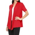 thumbnail image 2 of Women's Casual Short Sleeve Draped Open Front Solid Cardigan, 2 of 5