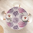 thumbnail image 4 of Ambesonne Floral Fitted Round Tablecloth, Minimalist Dots Rose Pattern, 45"- 56" Diameter, Dark Purple Grey Pink, 4 of 5