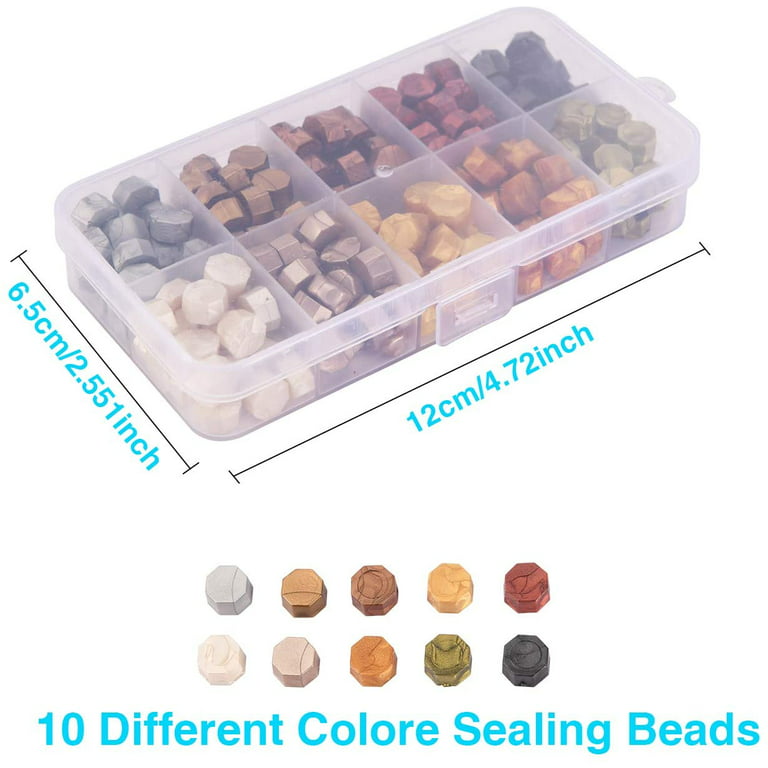 Sealing Wax Beads Packed in Plastic Box, 24 or 10 Colors Octagon Sealing  Wax Beads for Wax Sealing Stamp,600pcs(24 colors) blue-green,F112839