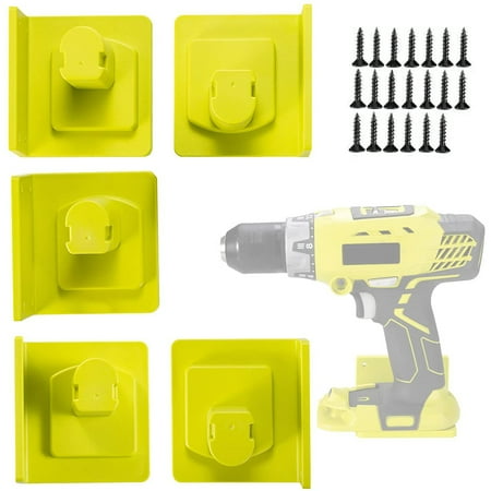 

IXTIX 5Pcs Tool Mount Holder Plastic Electric Tool Battery Dock Holder for Ryobi 18V Battery Tool Heavy Duty Power Tool Hanger with Screws for