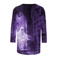thumbnail image 5 of VKOYWKM Women Tops Halloween 3/4 Sleeve T-Shirts Halloween Graphic Casual Crew Neck Fall Tunic Top, 5 of 6