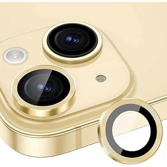 lulufa Camera Lens Protector Compatible for iPhone 15/15 Plus, Individual Metal Ring 9H Hardness Scratchproof Protector, Stylish Accessories, Case Friendly (Yellow)