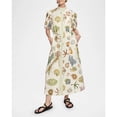 thumbnail image 2 of Ocean Print Midi Dress Women Puff Sleeve Button Front Belted Casual Summer Dress, 2 of 8