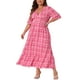 thumbnail image 2 of Vestido largo A línea bohemio de media manga en V para mujeres de tallas grandes GRACE & GRANDEUR 1X color rosa intenso, 2 of 6
