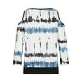 thumbnail image 5 of hxobax 3/4 Sleeve Shirts Womens Cold Shoulder Tunic Tops Tie-Dye Striped Tshirts Cross Wrop Blouses, 5 of 6