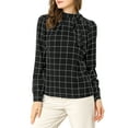 thumbnail image 5 of INSPIRE CHIC Women's Wear-to-Work Tops Checks Bow-Tie Neck Long Sleeve Blouses 2XL Black, 5 of 7