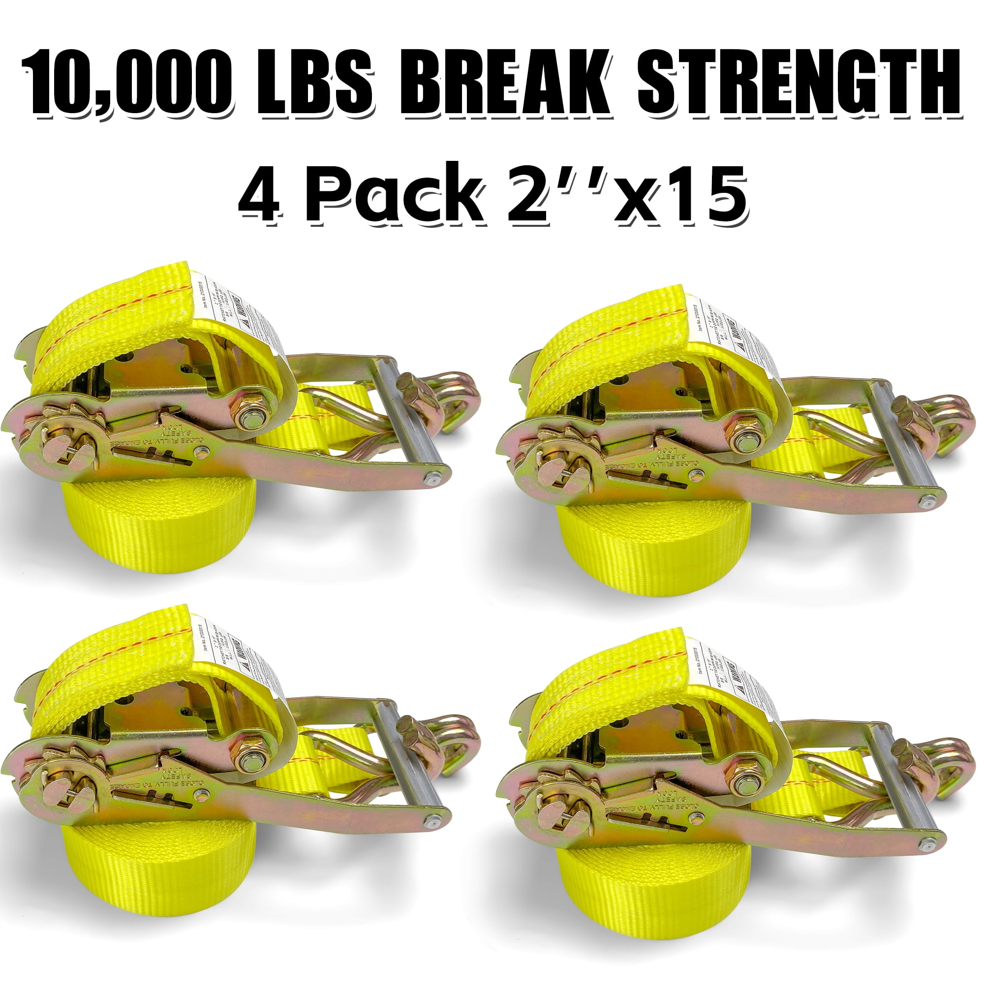 KJE Ratchet Straps Heavy Duty(4 Pack), 2" x 15' Ratchet Strap 10,000 Lbs Max Break Strength
