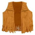 thumbnail image 6 of Fringe Vest Women Western Cowgirl Jacket 70s Hippie Suede Rivet Open Front Outerwear Country Concert Tops, 6 of 9