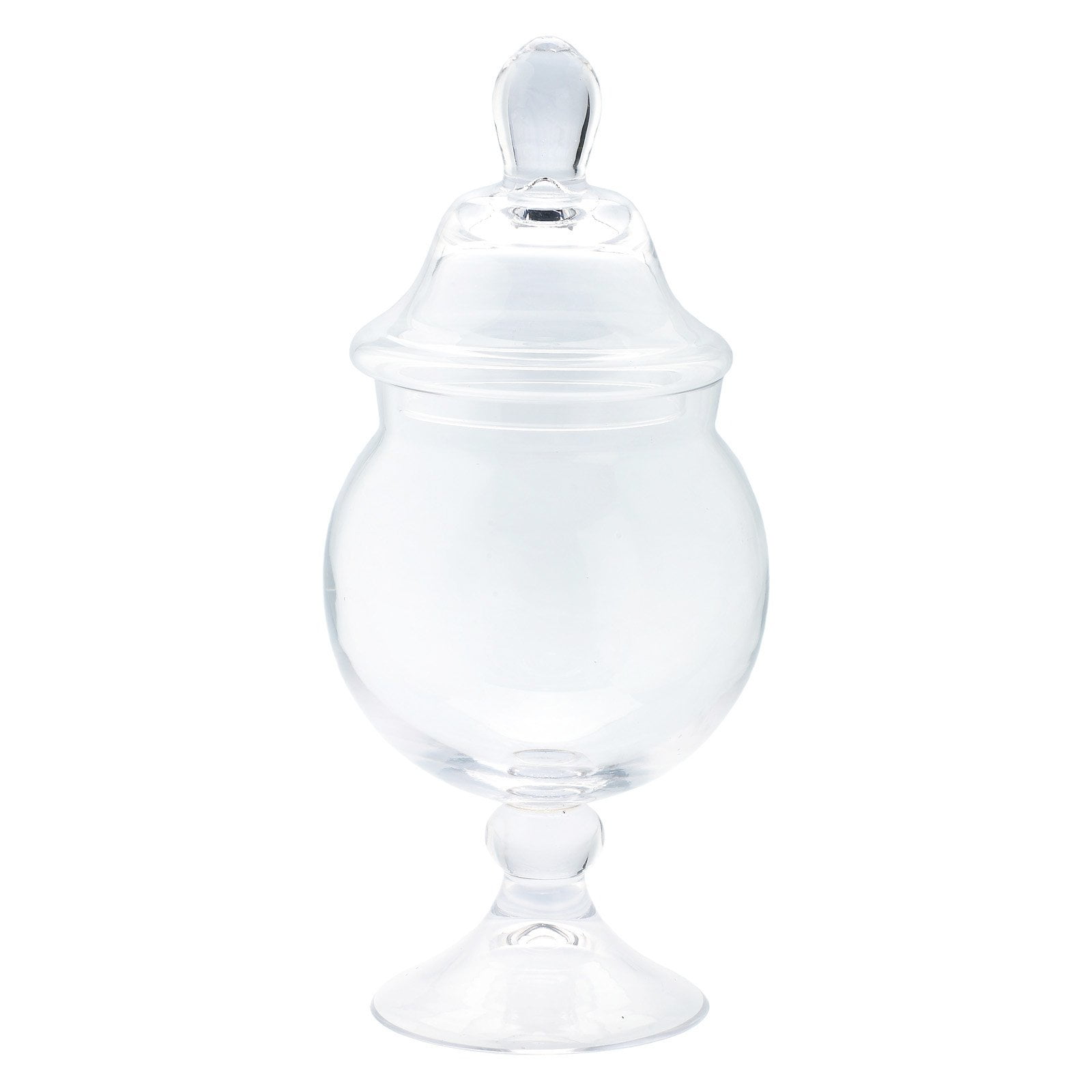 Diamond Star Glass Round Apothecary Clear Jar with Lid and Stand
