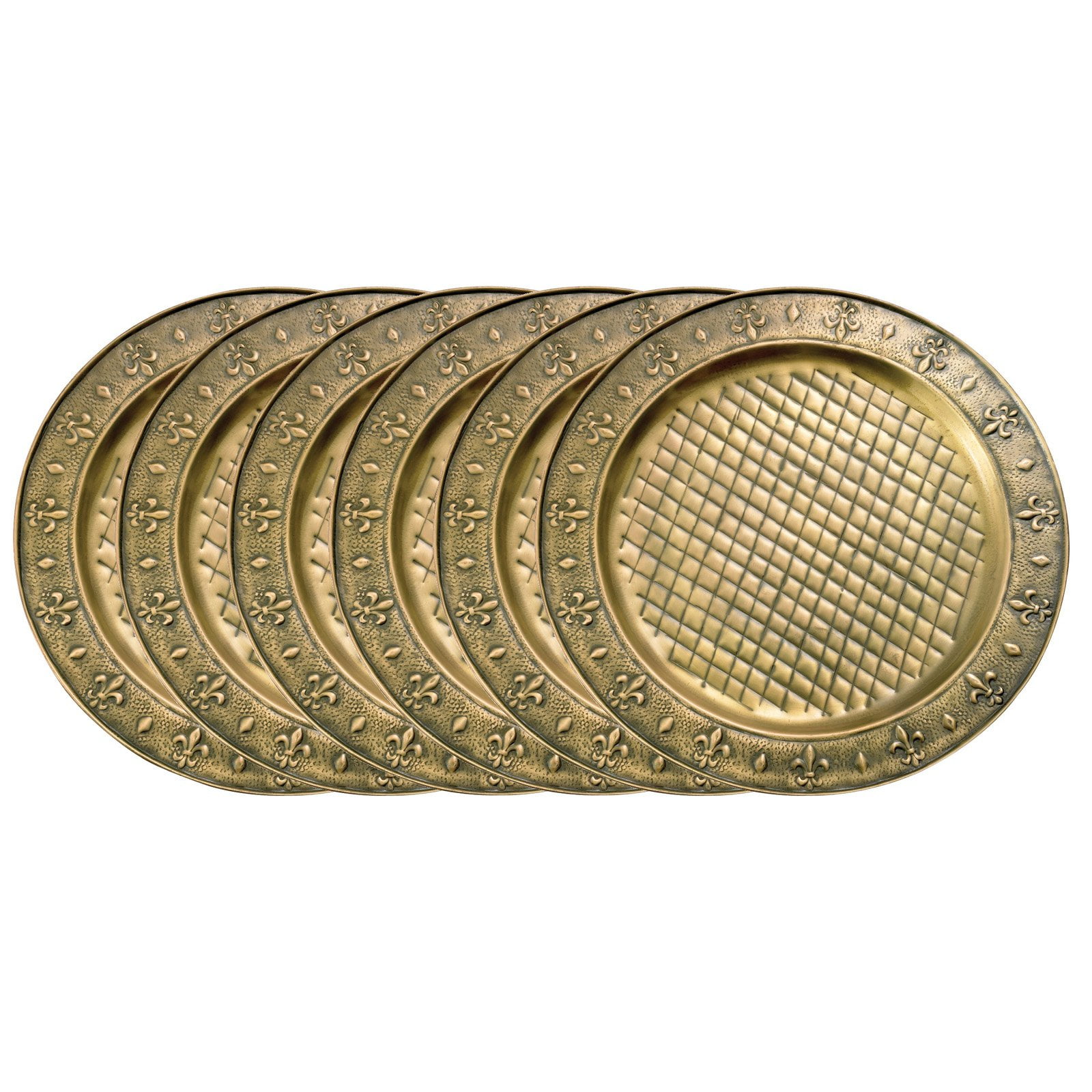 13" Antique Brass Charger Plates , Set of 6