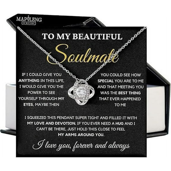 Valentine's Day Gift for Wife/Girlfriend, To My Soulmate Necklace, Anniversary Gifts For Girlfriend, Best Birthday Meaningful Gift Ideas For Wife, Women Romantic Jewelry For Her