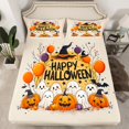 thumbnail image 2 of jejeloiu Cute Ghost Pumpkin Halloween Spooky Bats Black Witch's Hat Twin Sheet Set,Super Cozy Boys Kids Bedding,3 Pieces, 2 of 7