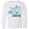 thumbnail image 3 of Inktastic My Grammy Loves Me with Cute Sharks Long Sleeve Youth T-Shirt, 3 of 5