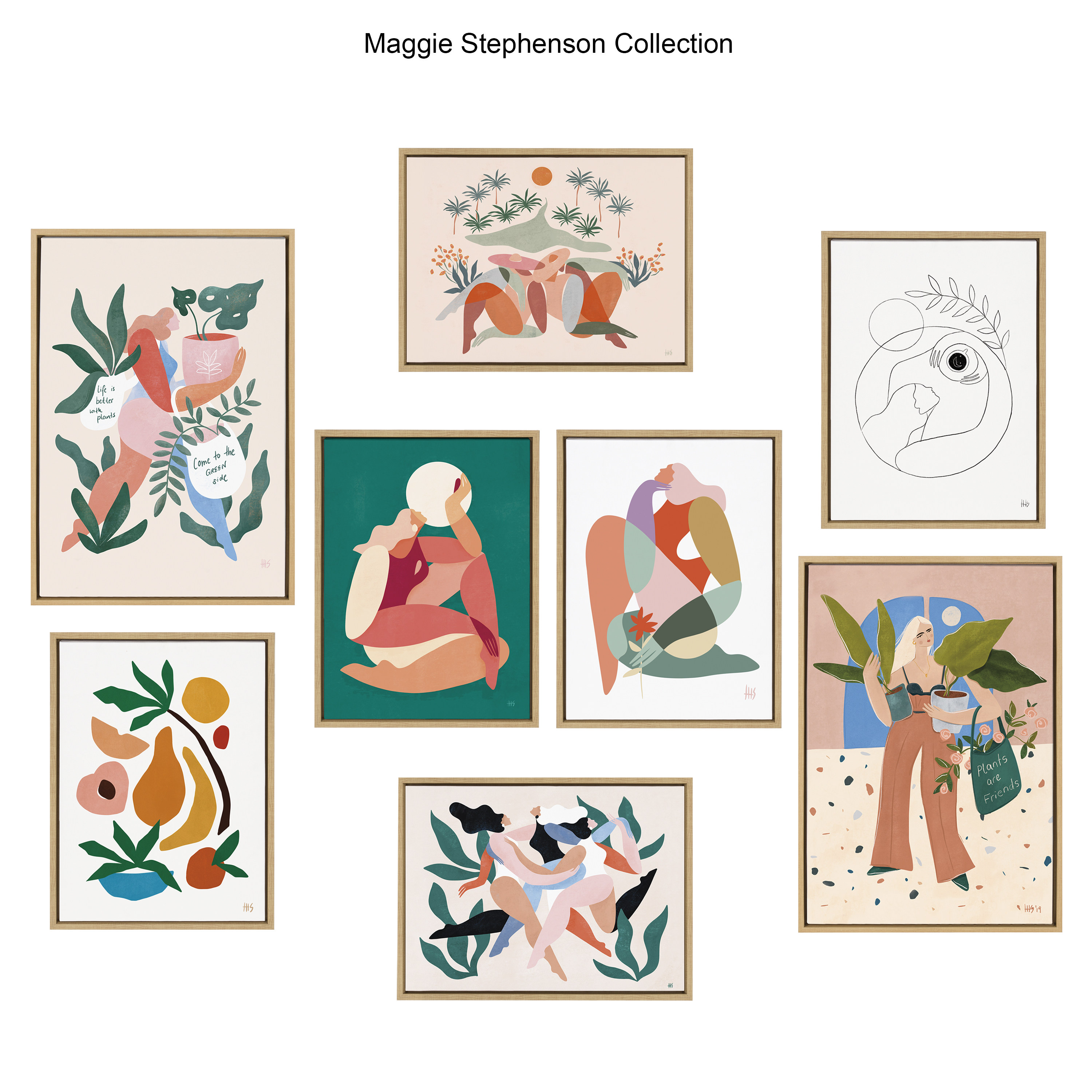 Kate and Laurel Blake Summer Lines 7 Framed Printed Glass Wall Art by Maggie Stephenson, 18x24 Gold, Chic Line Drawing for Wall