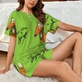 thumbnail image 4 of Fuzoiu Drink Coffee And Do Good Print Women's Short-Sleeved Pajama Set,Lounge Sleepwear Set,Womens Pajama Sets 2 Piece,Button-Up Top and Shorts with Pockets-Large, 4 of 7