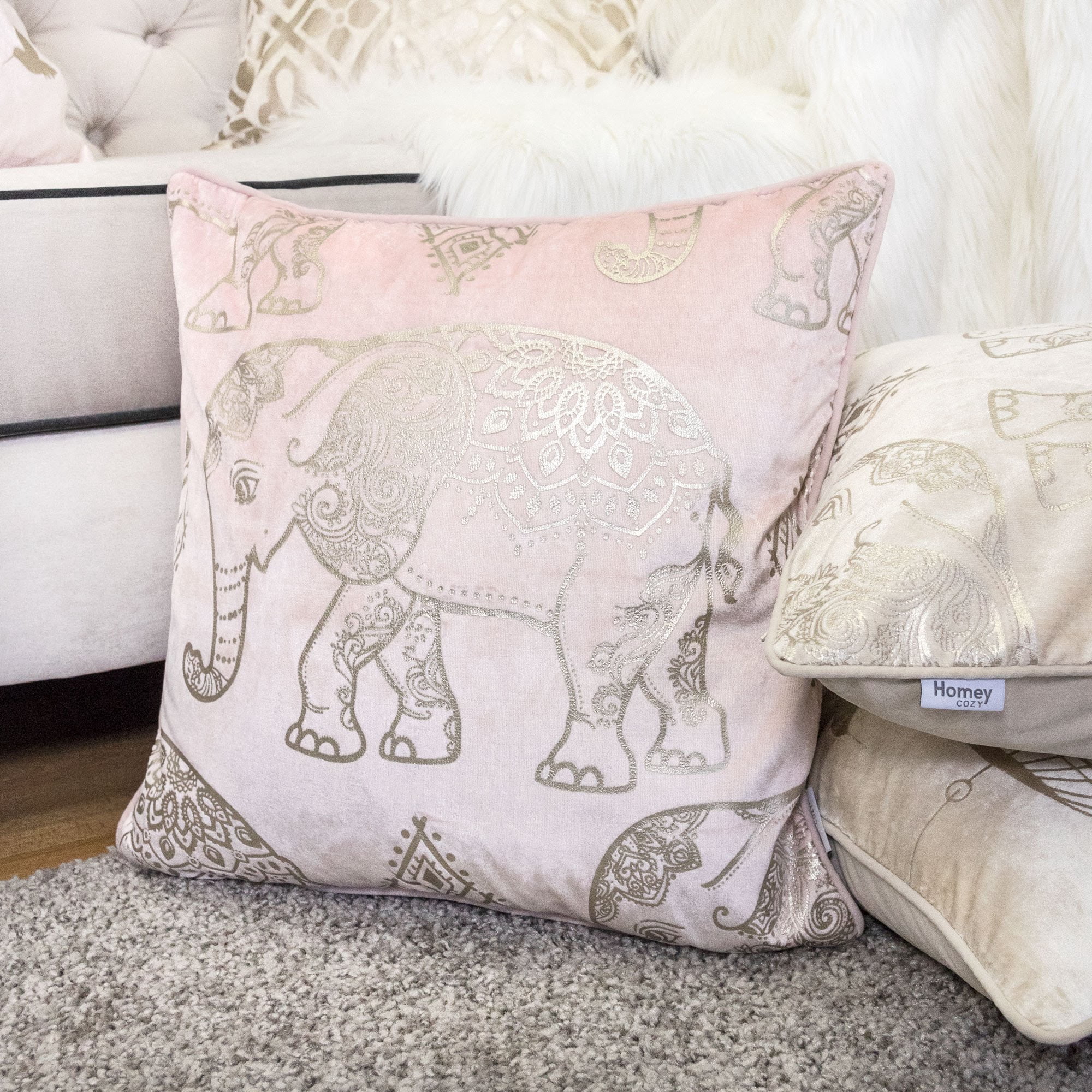 Horton Blush Animal Print Polyester 20 in. x 20 in. Throw Pillow