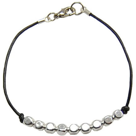 Miss Zoe by Calinana Dot Leather Bracelet, Black/Silver