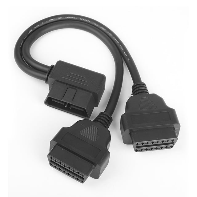 Divisor OBD2 de ángulo recto de 16 pines 1 para 2 líneas OBDII para instrumento de diagnóstico de coche JShteea Accesorios para autos y motos