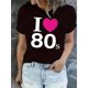 thumbnail image 1 of Camiseta de verano para mujer manga corta, cómoda, para vacaciones y oficinaCreative Love 80 Letter Pattern Print Women's Fashion Trendy Women's Short Sleeve, Simple Casual Sports T-shirt, Comfortab, 1 of 6