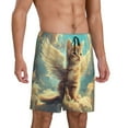 thumbnail image 2 of Pofeuu Sunshine Cloud Cute Cat Print Men's Soft Woven Elastic Waistband Sleep Pajama Short-Medium, 2 of 6