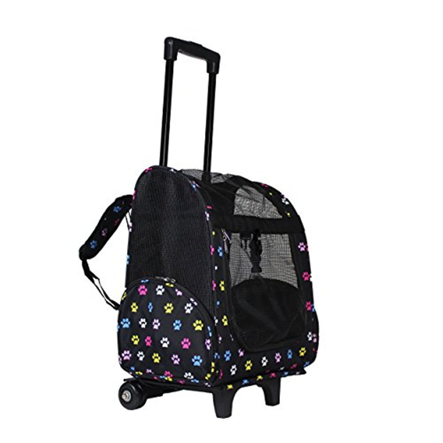 World Traveler 18inch Rolling Pet Carrier Backpack Multi Paws