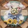 thumbnail image 2 of Farms Cute Pigs Round Tablecloth 54 inches Sunflower Brown Green Wood Striped Oil Painting Waterproof Oil-Proof Table Cloth Round Table Cover for Holiday Party Picnic Dinner Decor Indoor Outdoor Use, 2 of 9