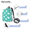 thumbnail image 3 of Disketp Teal Turquoise And White Polka Dot Canvas Backpack Lightweight Travel Daypack Student Rucksack Laptop Backpack-Small, 3 of 5