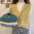 thumbnail image 4 of Suéter Retro para mujer, camiseta sin mangas, chaleco tejido informal sin mangas, jersey con cuello en V, cárdigan holgado F386 2024, 4 of 5