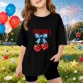thumbnail image 3 of Grblisyd 4th of July Girls Shirts Size 10-12 America Cherry Bow USA Flag Short Sleeve Crew Neck Kids T-Shirts Loose Tee Clothes Summer Tops for Girls, 3 of 4