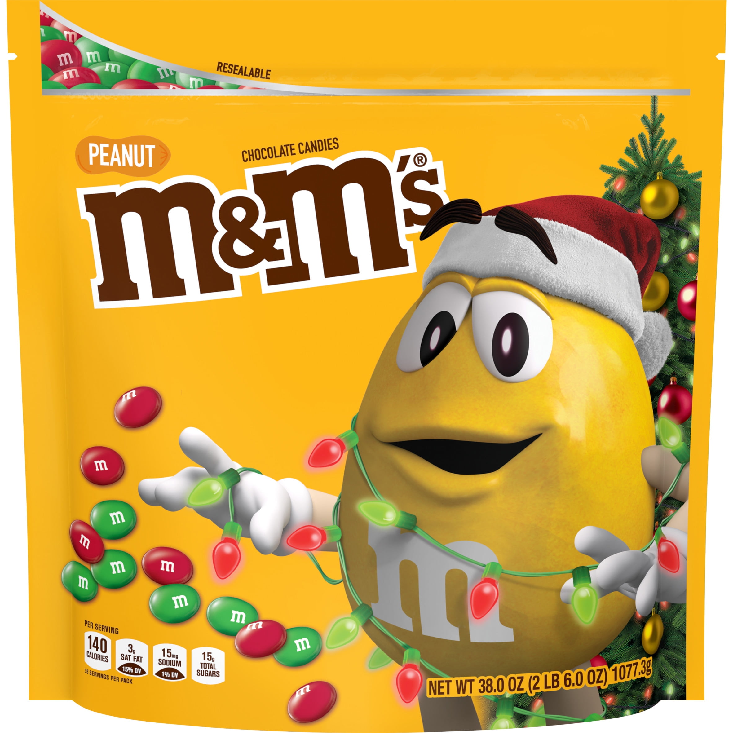 M&M'S Milk Chocolate Christmas Candy Bag, 38 Oz