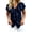 Blue, variant on JIAYUE Women's T Shirt Lightweight V Neck Ruffle Short Sleeve Button Down Tees Solid Color Casual Flutter Sleeve Tunic Shirts For Office Daily Wear And Outdoor Tops