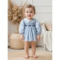 thumbnail image 3 of BemeyourBBs Baby Girl Floral Romper Dress Long Sleeve Smocked Bow Jumpsuits, 3 of 9