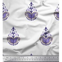 Soimoi Velvet Fabric Floral & Paisley Block Print Fabric by The Yard 58 Inch Wide