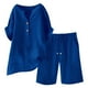 thumbnail image 2 of Conjunto de 2 piezas para mujer: blusa de pierna ancha y pantalones elásticos, cuello en V, ropa informal para el día a día, para todas las estaciones, tallas S/XXXXXL, 2 of 3