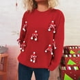 thumbnail image 5 of Women's Multi-Color Christmas Elf Print Sweater - Warm Winter Festive Casual Wear, 5 of 6