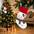 thumbnail image 6 of Cow Christmas Stocking with Green and Red Scarf and Red Cuff for Fireplace Mantel Decor, 6 of 8