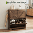 thumbnail image 7 of Semiocthome Shoe Cabinet with 2 Flip Drawers 16 Pairs,Narrow Shoe Storage Cabinet for Entryway,Walnut, 7 of 7