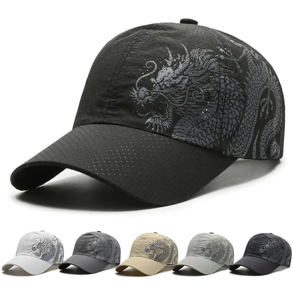 Helii Unisex Baseball Cap Dragon Print Quick Dry Breathable Outdoor Sun Hat