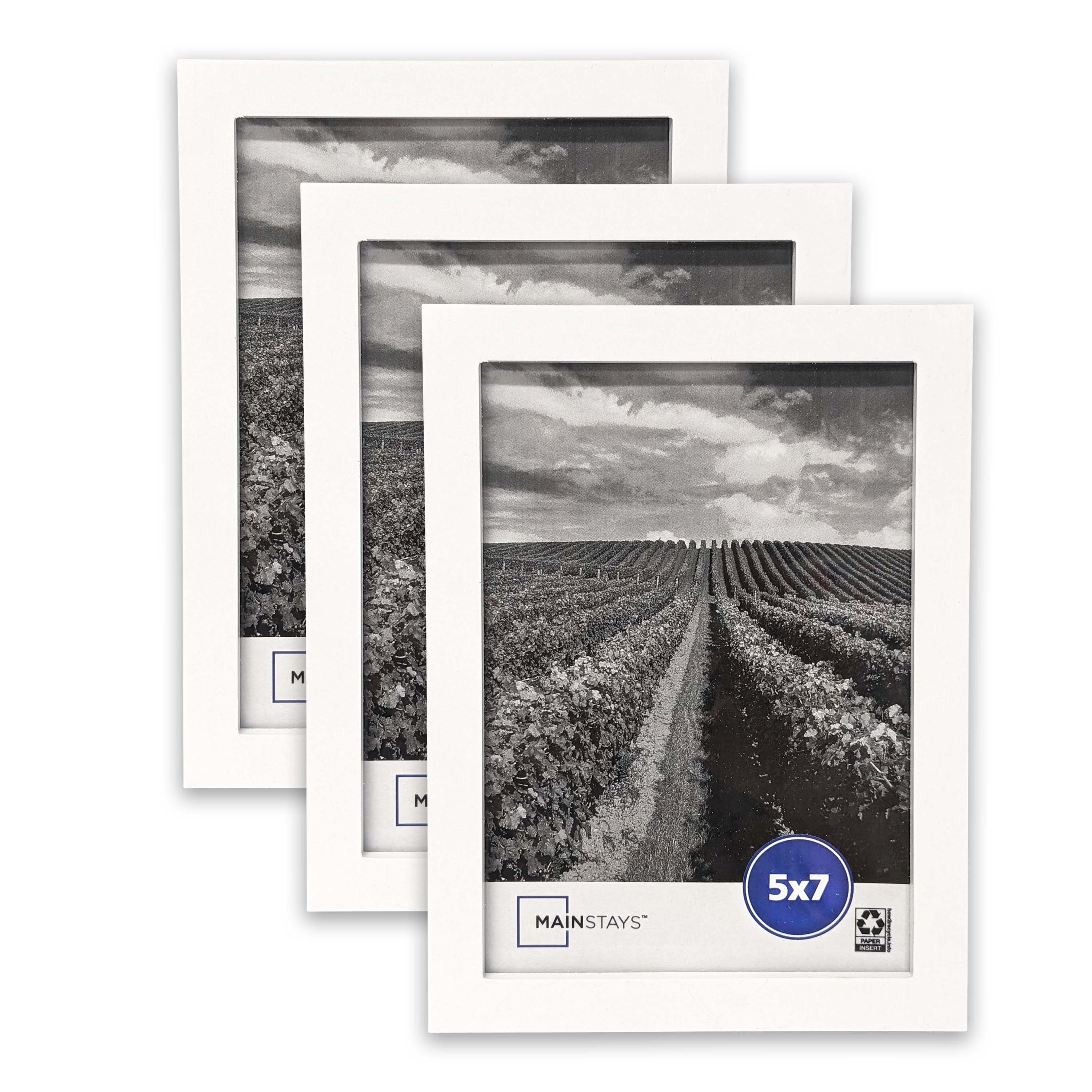 (2 pack) Mainstays - 5x7 Picture Frame - White Gallery Linear Program Tabletop & Wall Photo Frame, Set of 3