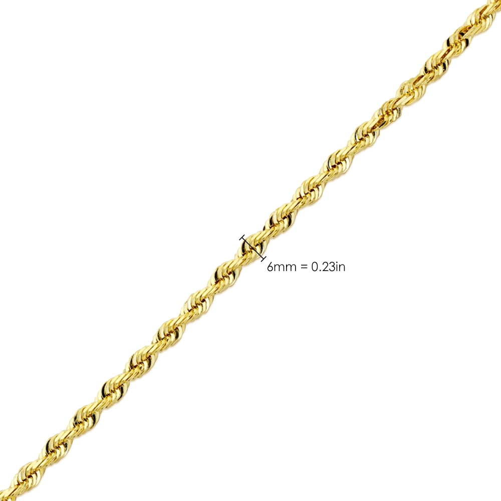 Men's Women's Real 10k Yellow Gold Solid Rope Chain Necklace 1.5mm-6mm