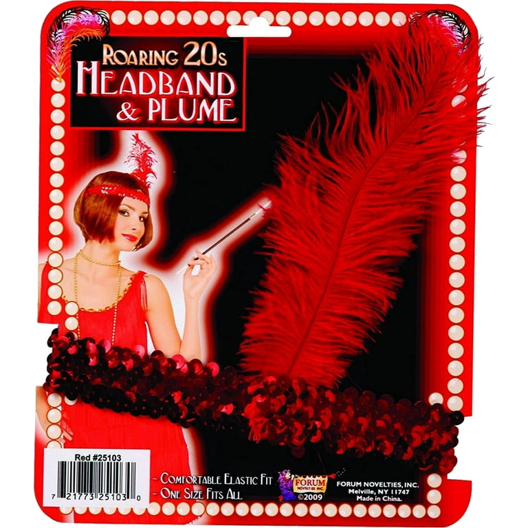 Flapper Headband Red Feathers Costume Accessory Flapper Headband Red Feathers Costume Accessory
