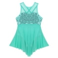 thumbnail image 3 of Venjoe Kids Girls Sequined Ballet Lyrical Dance Dress Leotard  Asymmetrical Dancewear Costume Mint Green 6, 3 of 7