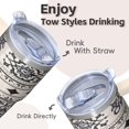 thumbnail image 4 of Bohemian Themed 20oz Tumbler Gift for Her, Insulated Stainless Steel Travel Coffee Cup with Handle, Leak-Proof, Straws Included, 4 of 5