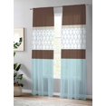 thumbnail image 4 of Sheer Curtains 84 Inches Long, Blue Brown Morocco Light Filtering Window Curtains for Living Room, Geometric Stripes Aqua Stitching Rod Pocket Voile Sheer Curtain Drapes, 52"W x 84"L, 2 Panels, 4 of 8