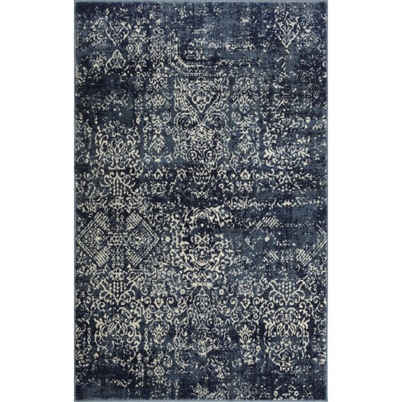Loomaknoti Aysal Armilli 3' x 5' Distressed Indoor Accent Rug , Blue/Cream
