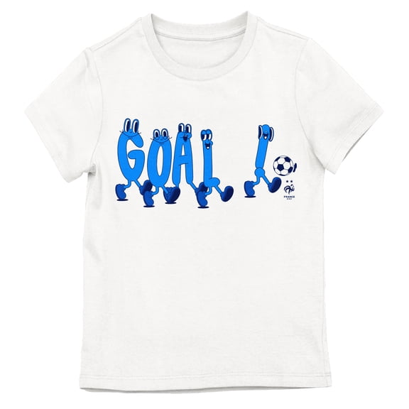 France Soccer Federation Goal Letters Playing Soccer Girl's White Crew Neck Short Sleeve T-shirt-XS