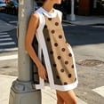 thumbnail image 5 of OIOLOYJM Two Piece Sets for Women Casual Dress Boho Polka Dot Side Slit Sleeveless Crew Neck Tank Top and Elastic Waist Shorts Comfortable Lounge Vacation Stylish Loungewear with Pockets Khaki 2XL, 5 of 6